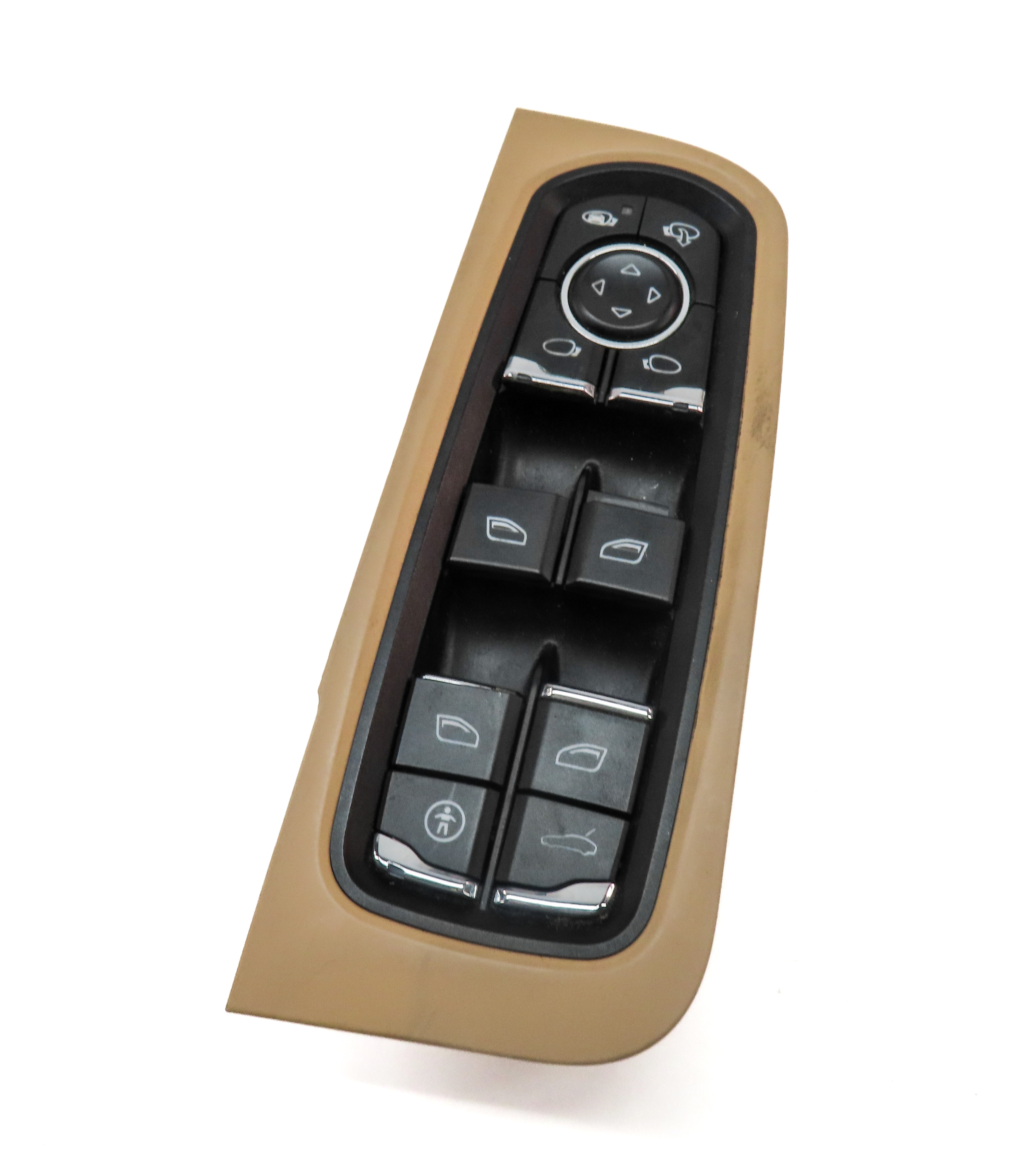 11-14 PORSCHE CAYENNE (958) DRIVER MASTER WINDOW SWITCH w/ BLIND SPOT (Beige) — exact item pictured